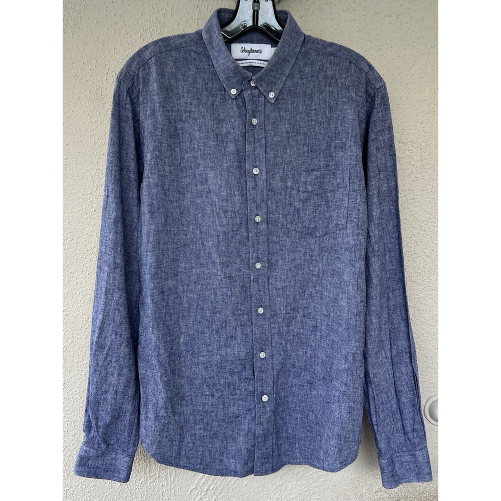 Schnayderman's Leisure Long Sleeve Button Down Shirt Linen Blend Size 15.5 39-40